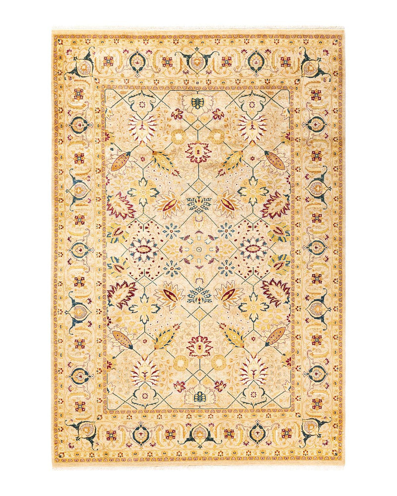 One-of-a-Kind Imported Hand-Knotted Area Rug  - Ivory, 6' 3" x 9' 0" - Modern Rug Importers