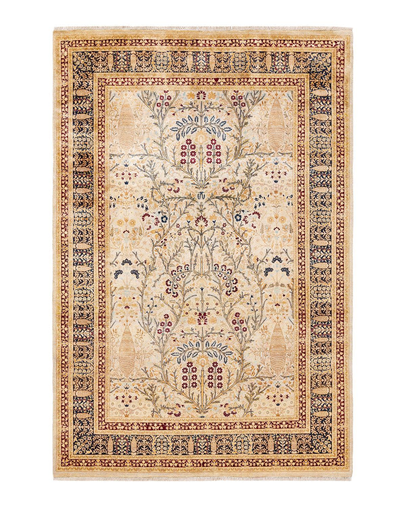 One-of-a-Kind Imported Hand-knotted Area Rug  - Ivory,  6' 3" x 9' 4" - Modern Rug Importers