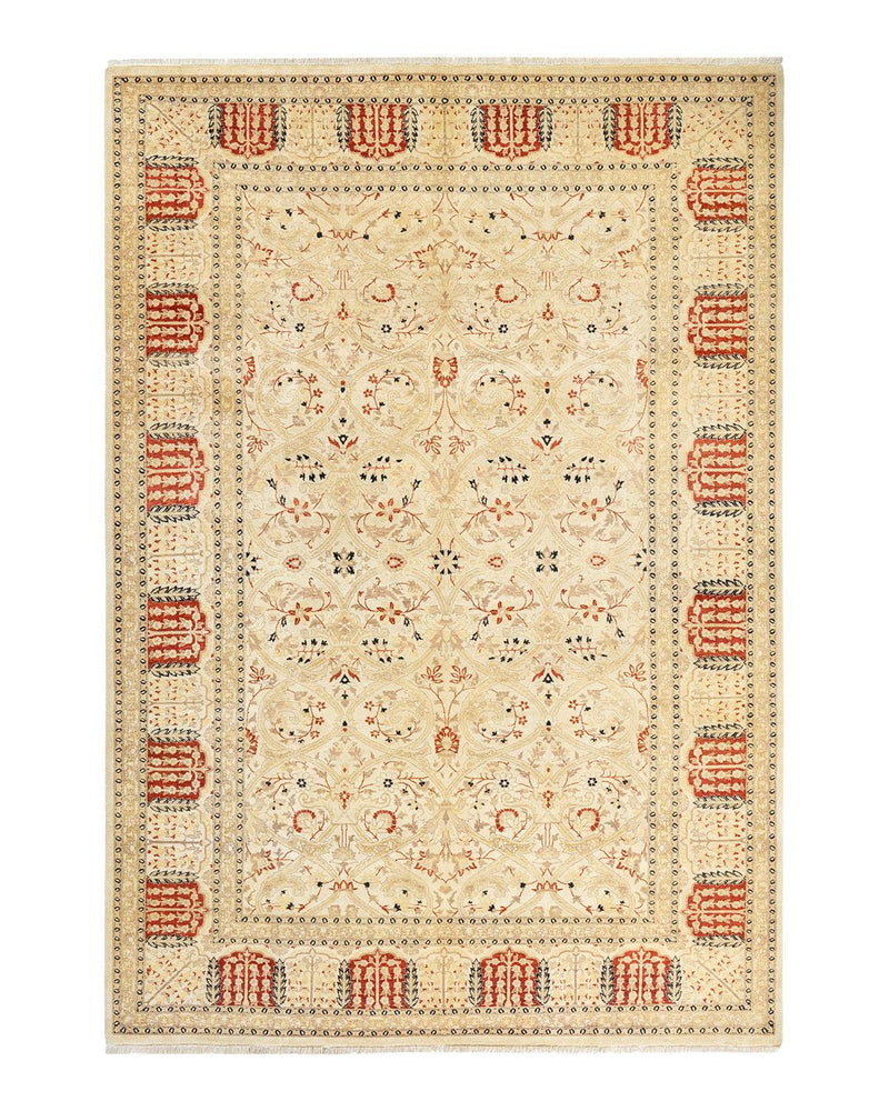 One-of-a-Kind Imported Hand-knotted Area Rug  - Ivory, 6' 4" x 9' 2" - Modern Rug Importers