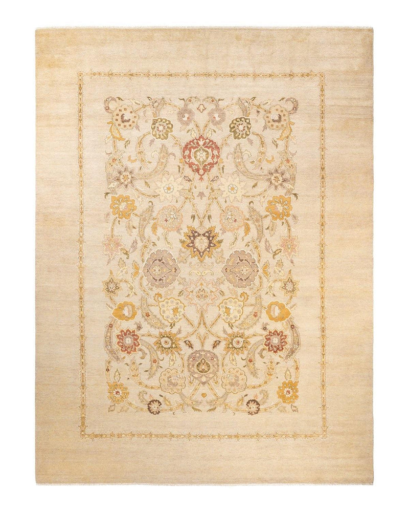 One-of-a-Kind Imported Hand-Knotted Area Rug  - Ivory, 9' 1" x 12' 1" - Modern Rug Importers