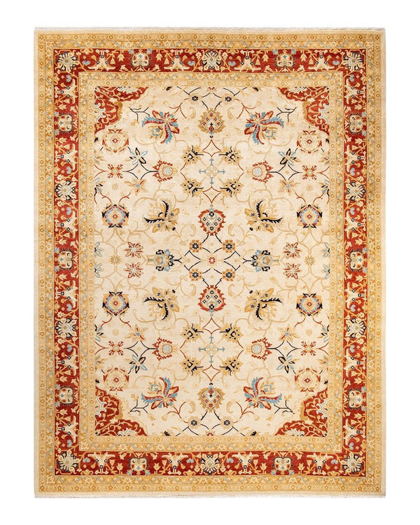 One-of-a-Kind Imported Hand-Knotted Area Rug  - Ivory, 9' 2" x 12' 4" - Modern Rug Importers