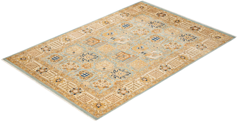 One-of-a-Kind Imported Hand-knotted Area Rug  - Light Blue, 6' 1" x 8' 10" - Modern Rug Importers