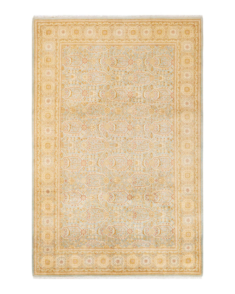 One-of-a-Kind Imported Hand-Knotted Area Rug  - Light Blue, 6' 1" x 9' 2" - Modern Rug Importers