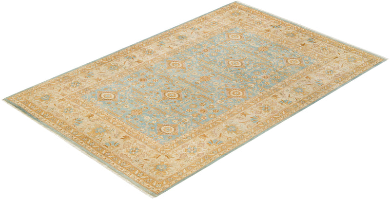 One-of-a-Kind Imported Hand-knotted Area Rug  - Light Blue, 6' 1" x 9' 4" - Modern Rug Importers