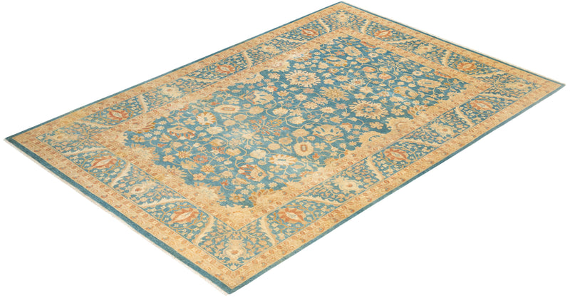 One-of-a-Kind Imported Hand-knotted Area Rug  - Light Blue, 6' 3" x 9' 1" - Modern Rug Importers