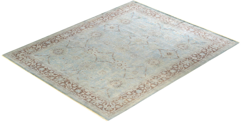One-of-a-Kind Imported Hand-knotted Area Rug  - Light Blue,  7' 10" x 9' 9" - Modern Rug Importers