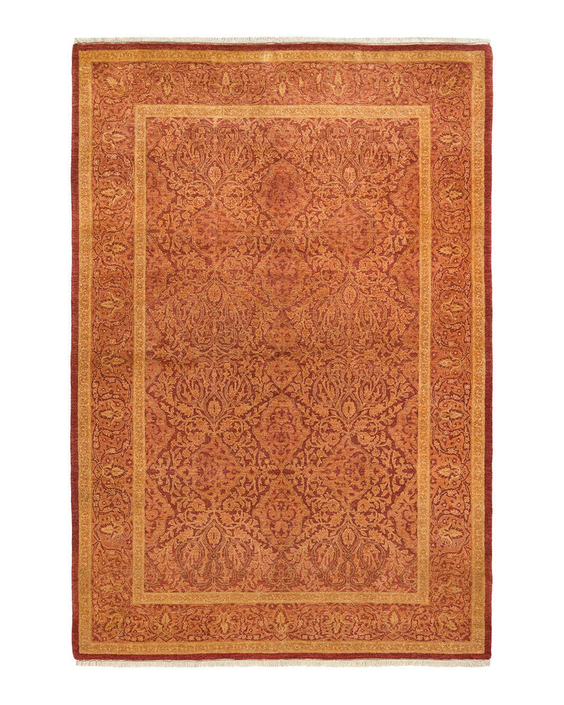One-of-a-Kind Imported Hand-knotted Area Rug  - Orange, 4' 3" x 6' 3" - Modern Rug Importers
