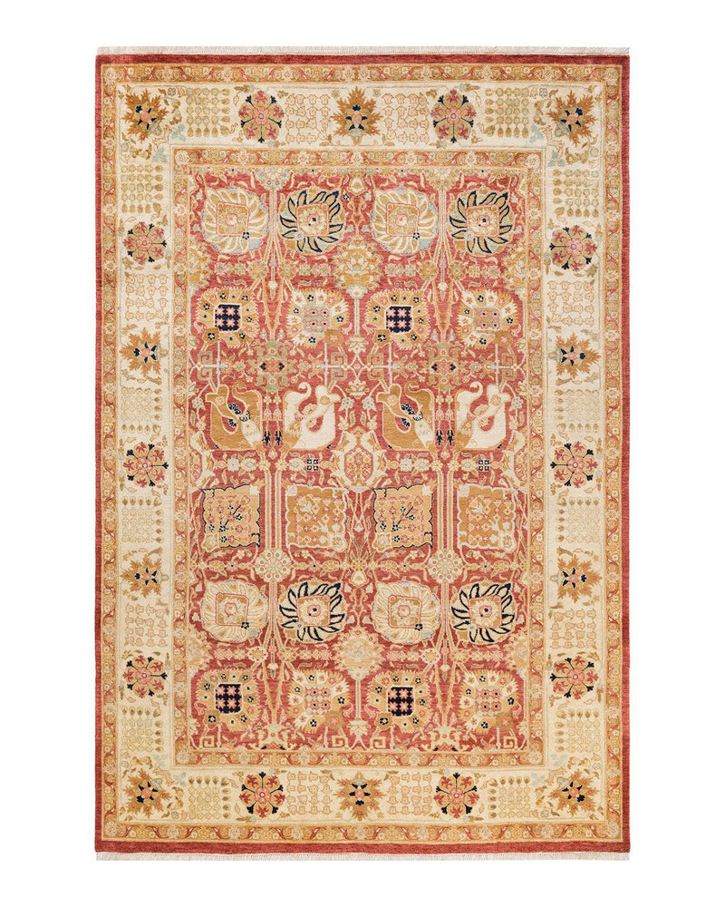 One-of-a-Kind Imported Hand-knotted Area Rug  - Orange, 5' 10" x 8' 10" - Modern Rug Importers