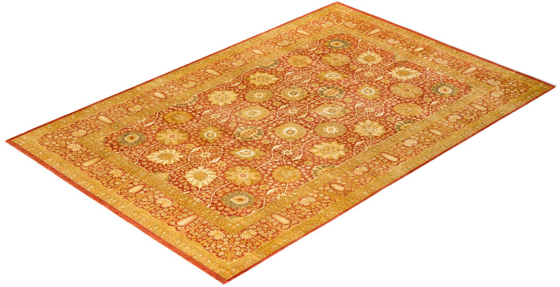 One-of-a-Kind Imported Hand-Knotted Area Rug  - Orange, 6' 0" x 9' 1" - Modern Rug Importers