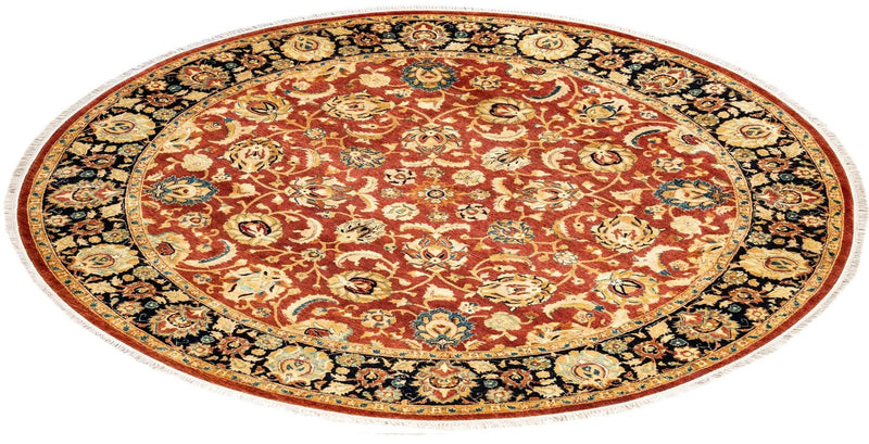 One-of-a-Kind Imported Hand-Knotted Area Rug  - Orange, 6' 1" x 6' 1" - Modern Rug Importers