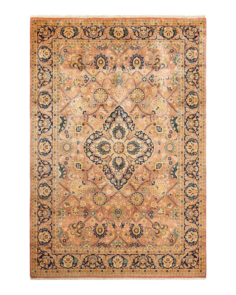 One-of-a-Kind Imported Hand-Knotted Area Rug  - Orange, 6' 1" x 9' 0" - Modern Rug Importers