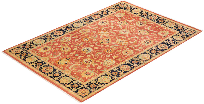One-of-a-Kind Imported Hand-knotted Area Rug  - Orange,  6' 1" x 9' 3" - Modern Rug Importers