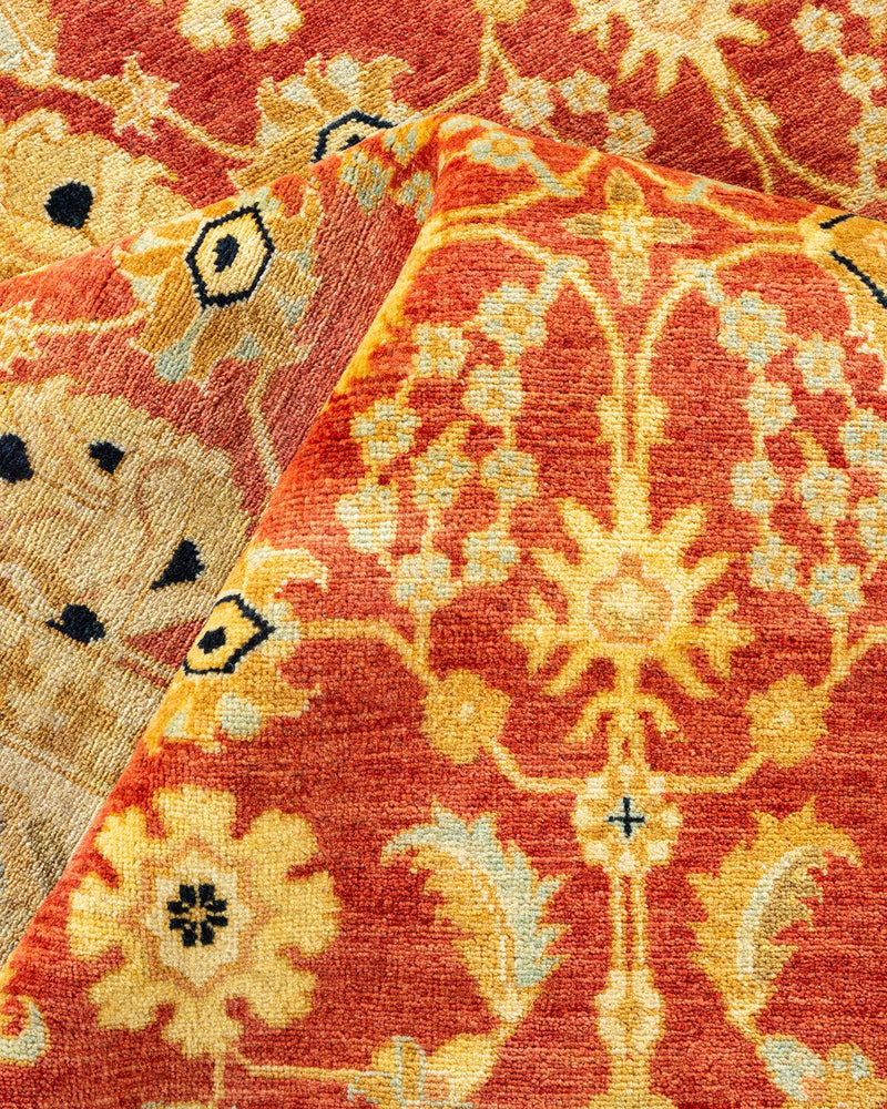 One-of-a-Kind Imported Hand-Knotted Area Rug  - Orange, 6' 2" x 8' 10" - Modern Rug Importers