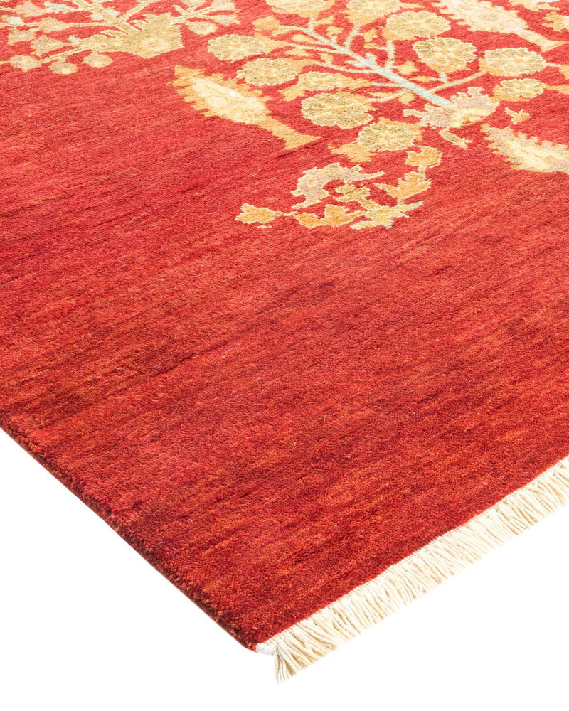 One-of-a-Kind Imported Hand-knotted Area Rug  - Orange, 6' 2" x 8' 9" - Modern Rug Importers