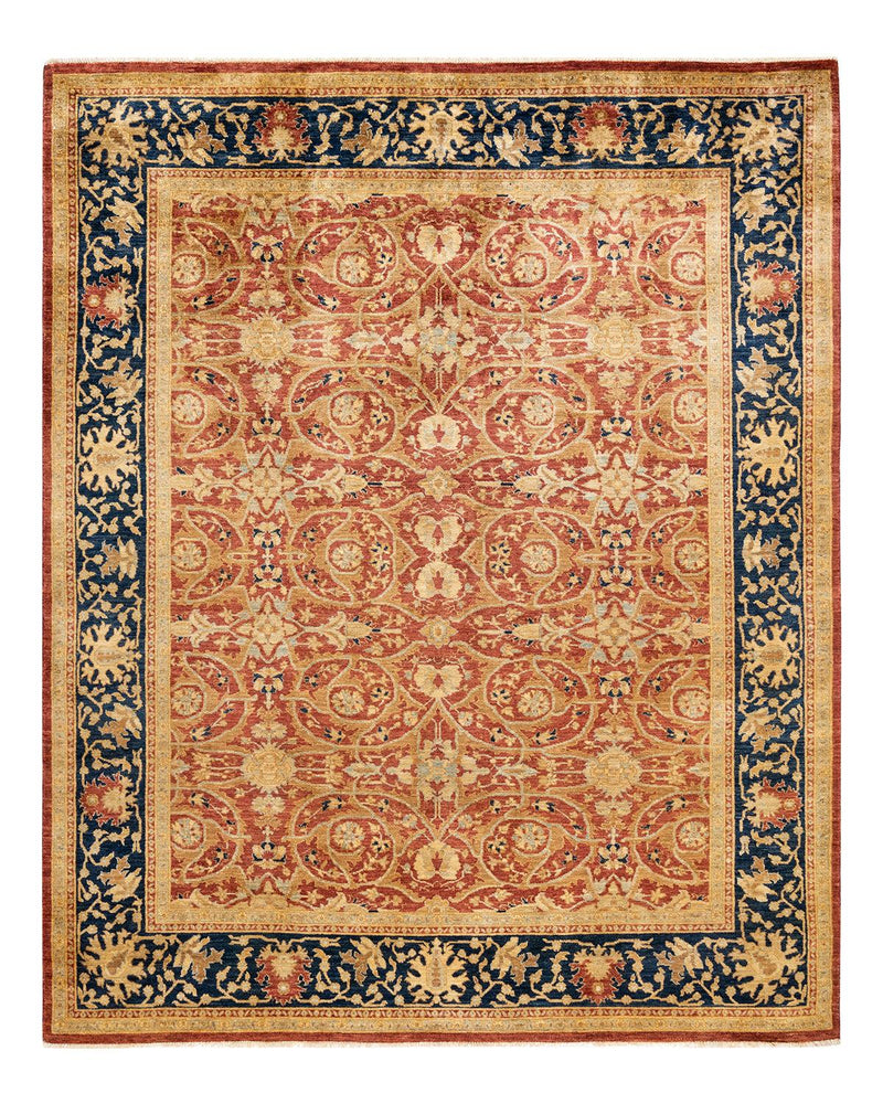One-of-a-Kind Imported Hand-knotted Area Rug  - Orange,  7' 10" x 10' 0" - Modern Rug Importers
