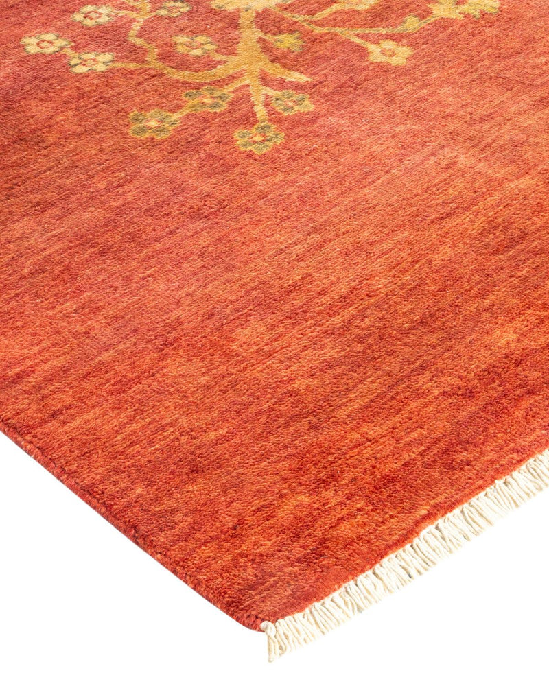 One-of-a-Kind Imported Hand-knotted Area Rug  - Orange,  7' 10" x 9' 10" - Modern Rug Importers
