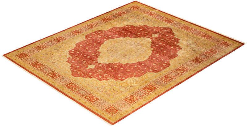 One-of-a-Kind Imported Hand-Knotted Area Rug  - Orange, 8' 3" x 10' 1" - Modern Rug Importers