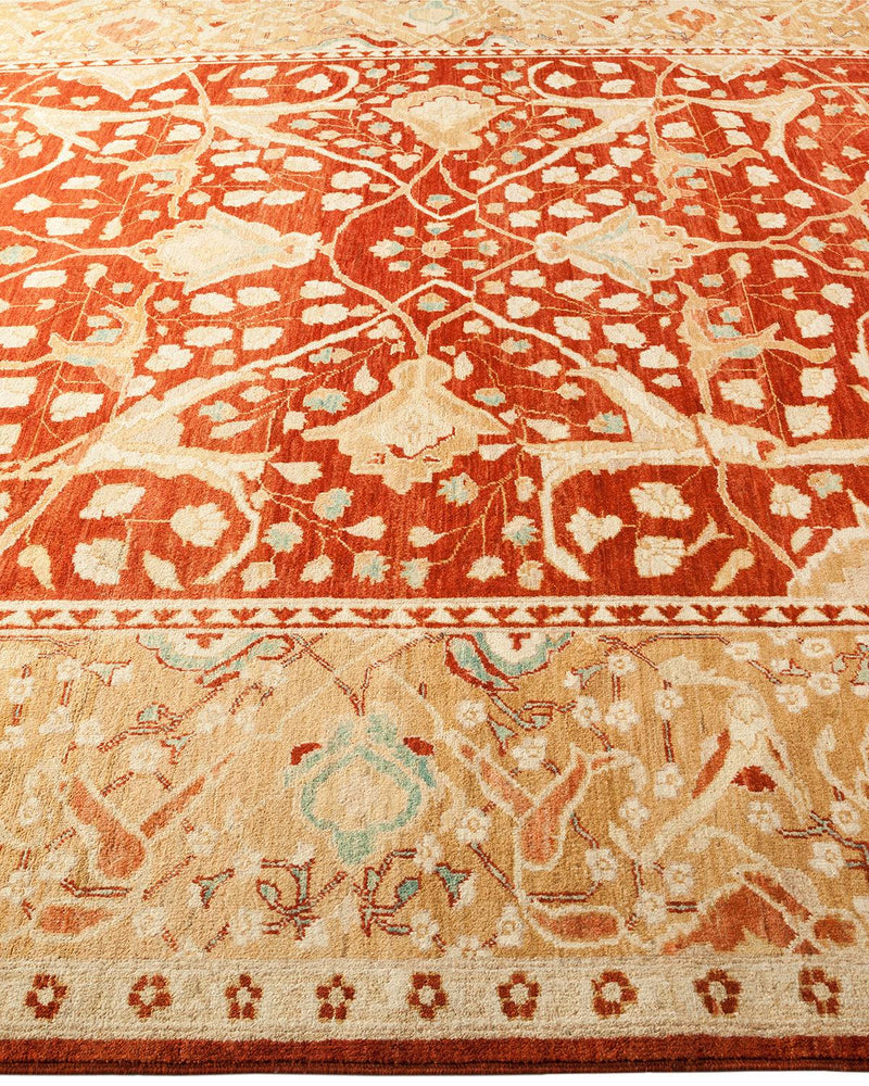 One-of-a-Kind Imported Hand-knotted Area Rug  - Orange, 8' 5" x 11' 1" - Modern Rug Importers