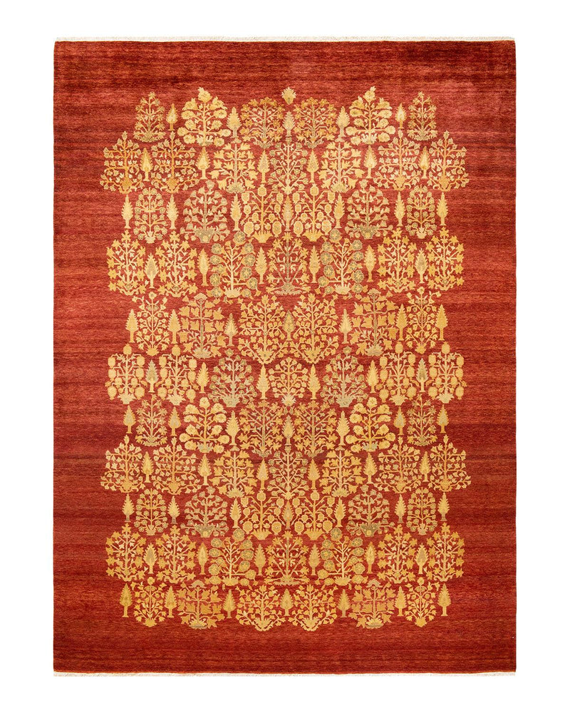 One-of-a-Kind Imported Hand-knotted Area Rug  - Orange, 9' 0" x 12' 3" - Modern Rug Importers
