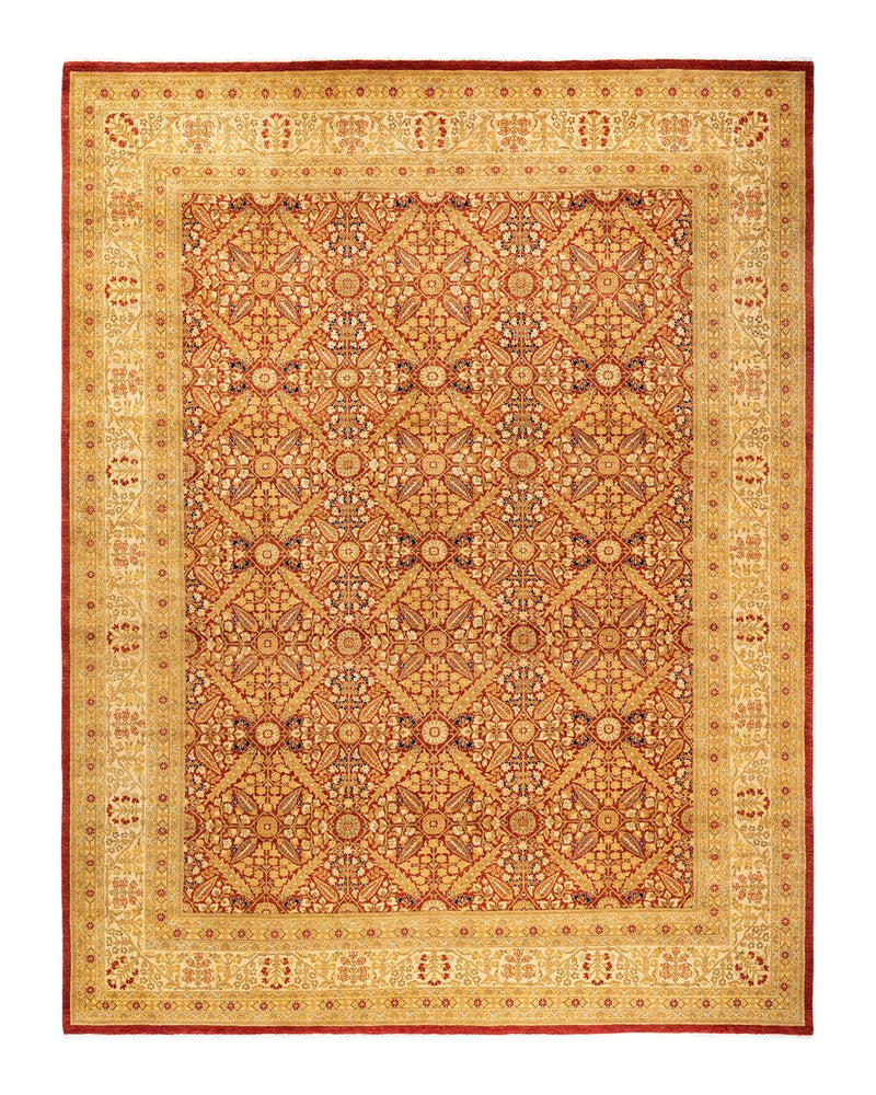 One-of-a-Kind Imported Hand-Knotted Area Rug  - Orange, 9' 1" x 11' 10" - Modern Rug Importers
