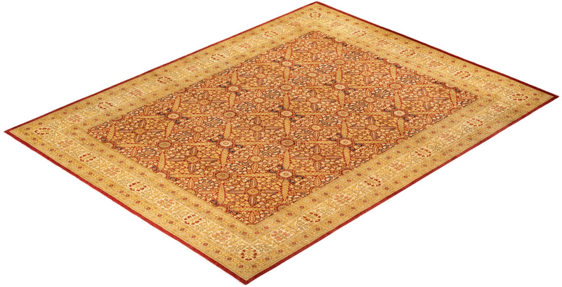 One-of-a-Kind Imported Hand-Knotted Area Rug  - Orange, 9' 1" x 11' 10" - Modern Rug Importers