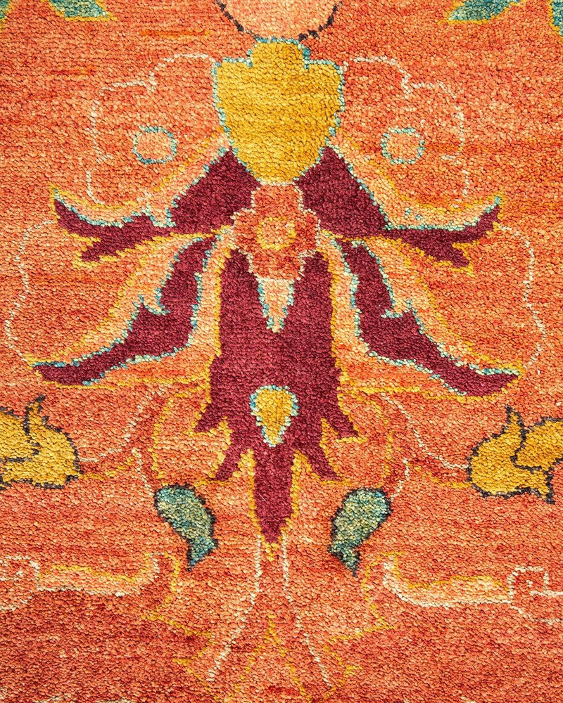 One-of-a-Kind Imported Hand-knotted Area Rug  - Orange, 9' 1" x 12' 1" - Modern Rug Importers