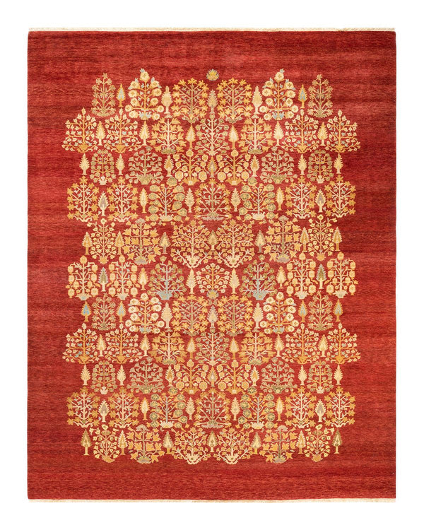 One-of-a-Kind Imported Hand-Knotted Area Rug  - Orange, 9' 1" x 12' 2" - Modern Rug Importers