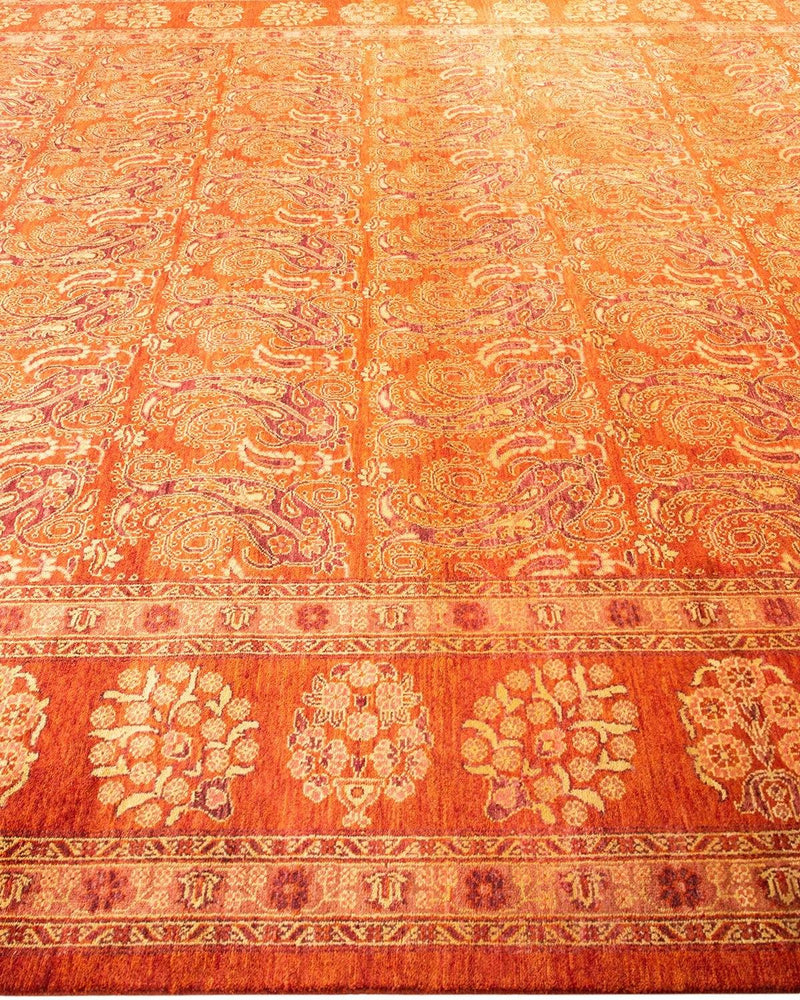 One-of-a-Kind Imported Hand-Knotted Area Rug  - Orange, 9' 2" x 11' 10" - Modern Rug Importers