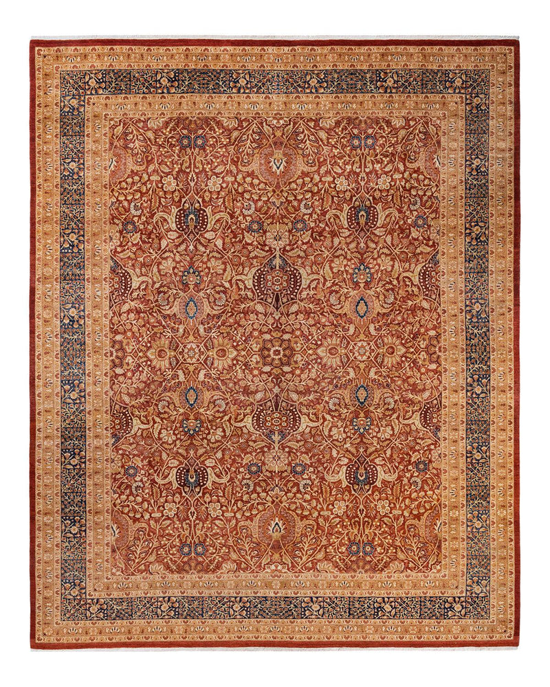 One-of-a-Kind Imported Hand-knotted Area Rug  - Orange, 9' 3" x 11' 6" - Modern Rug Importers