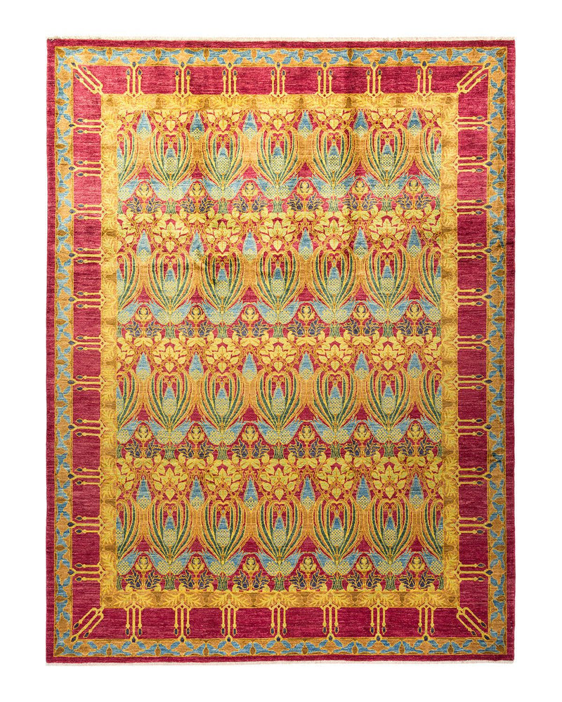 One-of-a-Kind Imported Hand-knotted Area Rug  - Pink, 9' 1" x 11' 10" - Modern Rug Importers