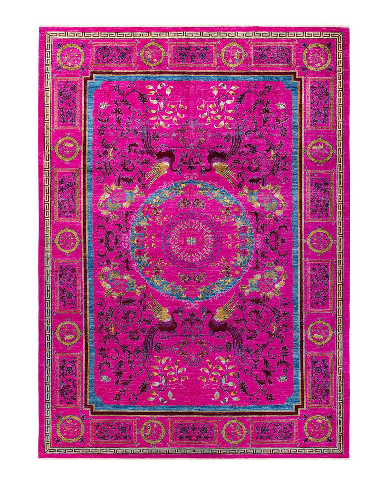 One-of-a-Kind Imported Hand-knotted Area Rug  - Purple,  9' 8" x 13' 6" - Modern Rug Importers