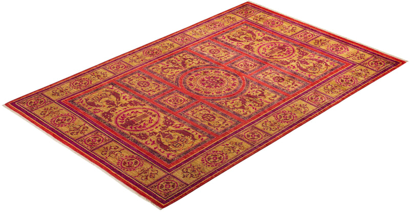 One-of-a-Kind Imported Hand-knotted Area Rug  - Red, 5' 0" x 7' 8" - Modern Rug Importers