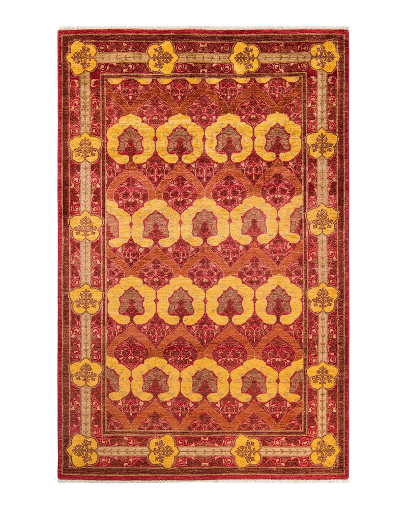 One-of-a-Kind Imported Hand-knotted Area Rug  - Red, 5' 10" x 8' 10" - Modern Rug Importers