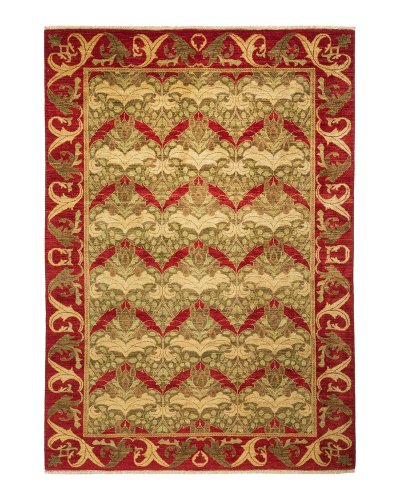One-of-a-Kind Imported Hand-knotted Area Rug  - Red, 5' 10" x 8' 8" - Modern Rug Importers