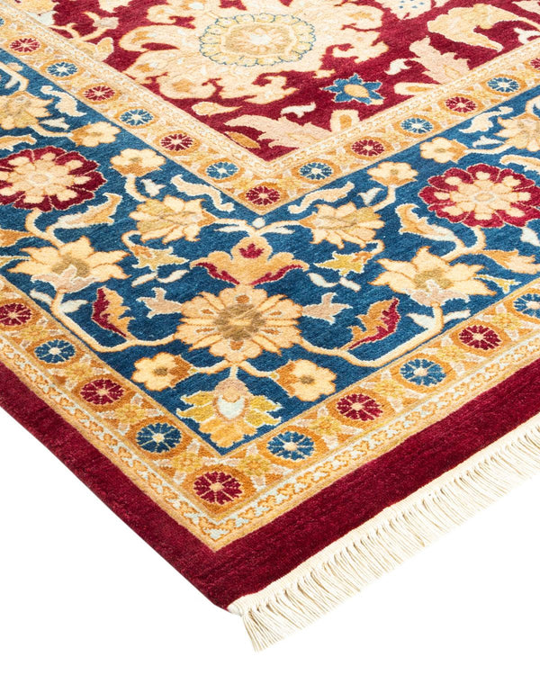 One-of-a-Kind Imported Hand-Knotted Area Rug  - Red, 6' 1" x 9' 4" - Modern Rug Importers