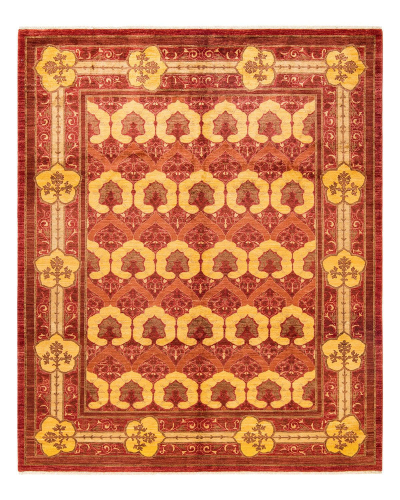 One-of-a-Kind Imported Hand-knotted Area Rug  - Red,  7' 10" x 9' 5" - Modern Rug Importers