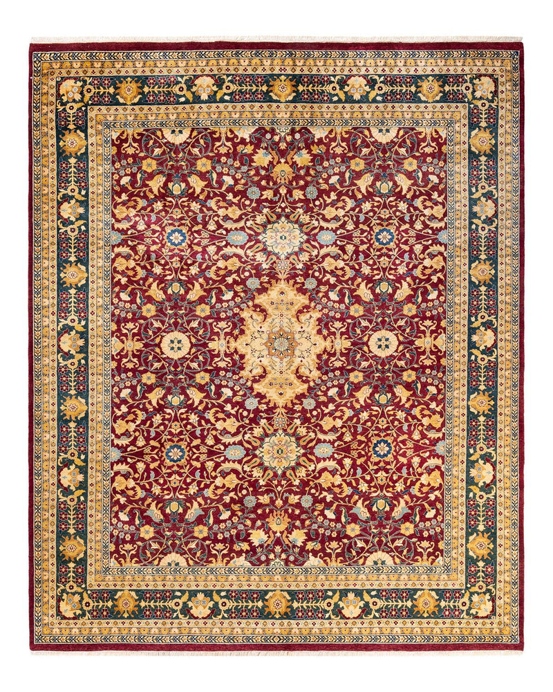 One-of-a-Kind Imported Hand-Knotted Area Rug  - Red, 8' 1" x 10' 2" - Modern Rug Importers