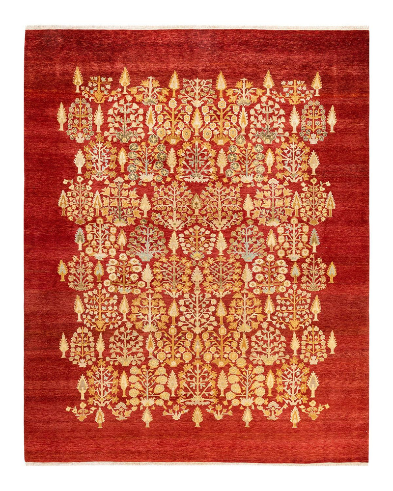 One-of-a-Kind Imported Hand-knotted Area Rug  - Red, 8' 1" x 10' 2" - Modern Rug Importers