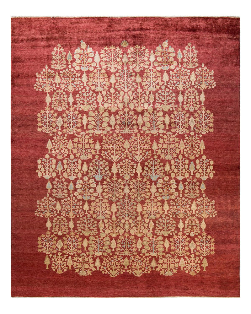 One-of-a-Kind Imported Hand-knotted Area Rug  - Red,  8' 10" x 10' 10" - Modern Rug Importers