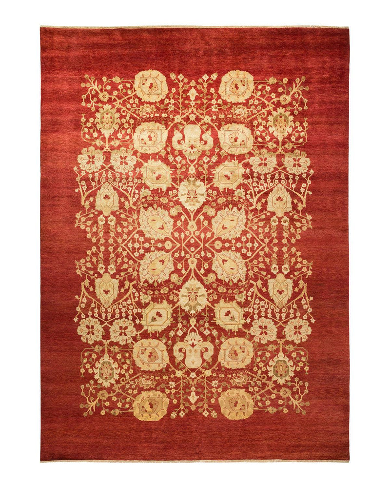One-of-a-Kind Imported Hand-knotted Area Rug  - Red, 9' 0" x 12' 5" - Modern Rug Importers