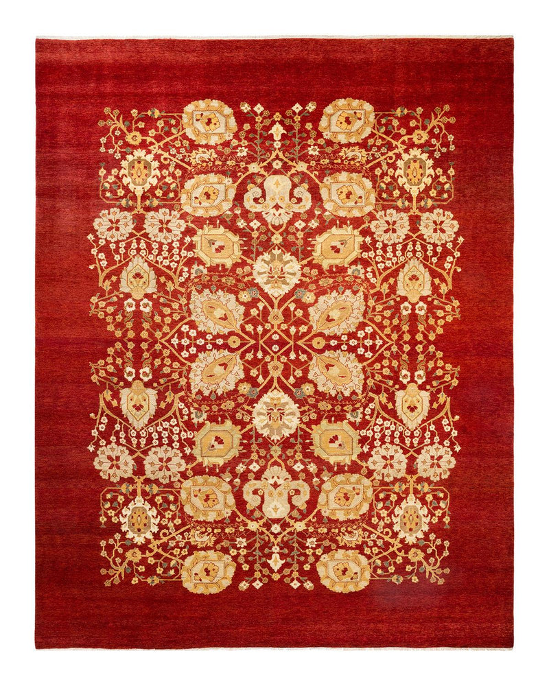 One-of-a-Kind Imported Hand-knotted Area Rug  - Red, 9' 1" x 11' 10" - Modern Rug Importers