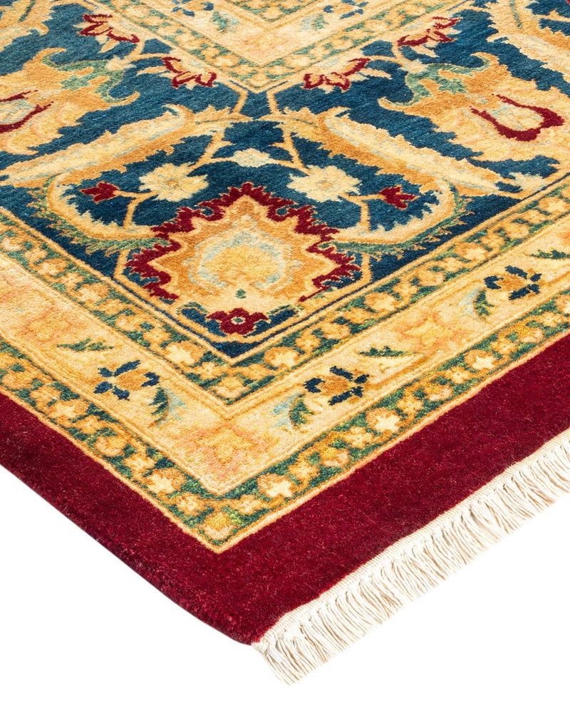 One-of-a-Kind Imported Hand-Knotted Area Rug  - Red,  9' 2" x 11' 10" - Modern Rug Importers
