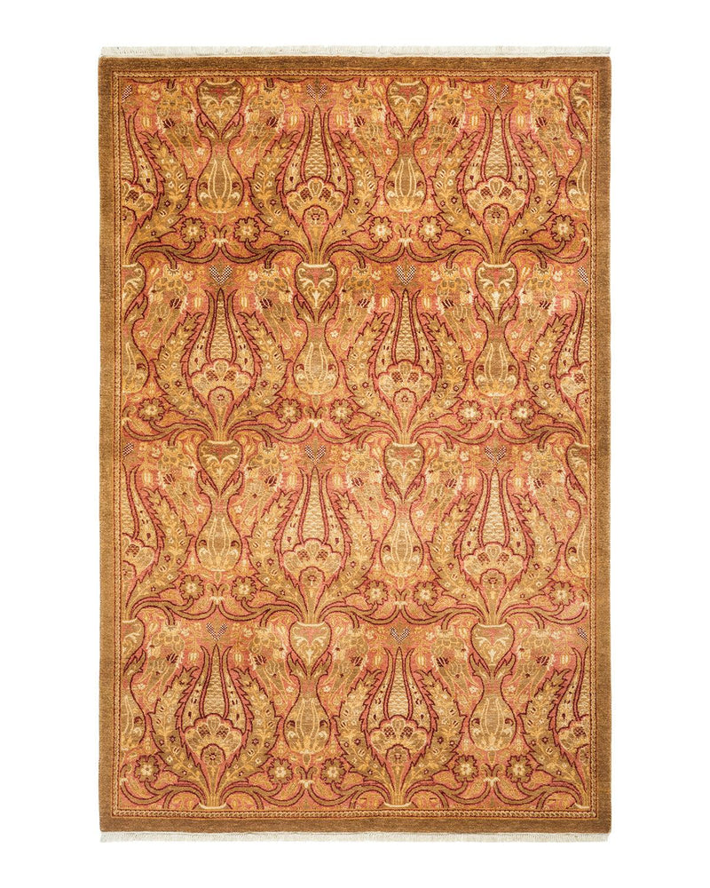 One-of-a-Kind Imported Hand-knotted Area Rug  - Yellow, 4' 3" x 6' 2" - Modern Rug Importers