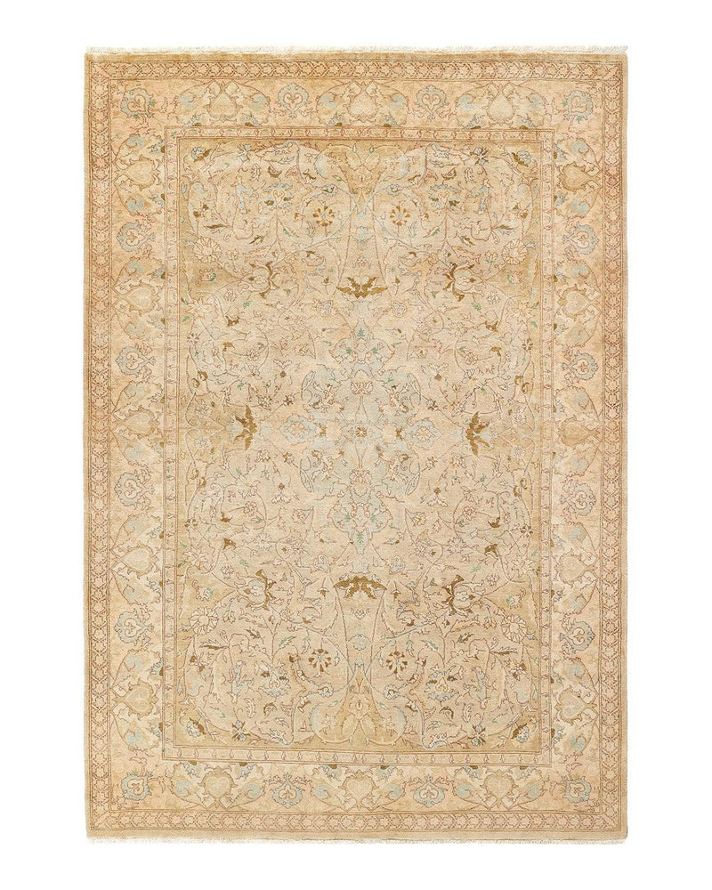 One-of-a-Kind Imported Hand-knotted Area Rug  - Yellow, 6' 0" x 8' 8" - Modern Rug Importers