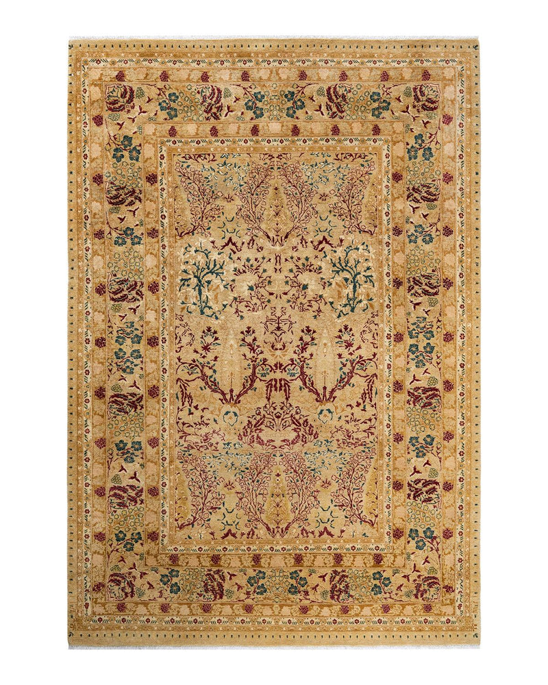 One-of-a-Kind Imported Hand-knotted Area Rug  - Yellow, 6' 0" x 8' 9" - Modern Rug Importers