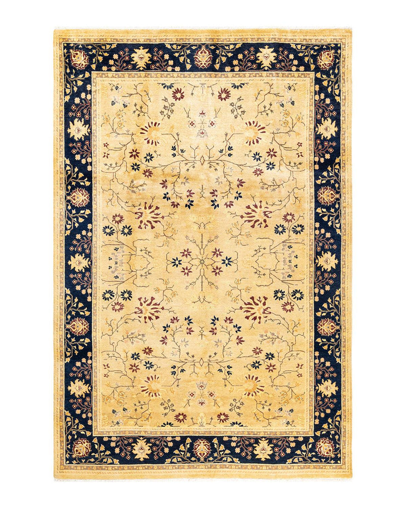 One-of-a-Kind Imported Hand-knotted Area Rug  - Yellow,  6' 0" x 9' 0" - Modern Rug Importers