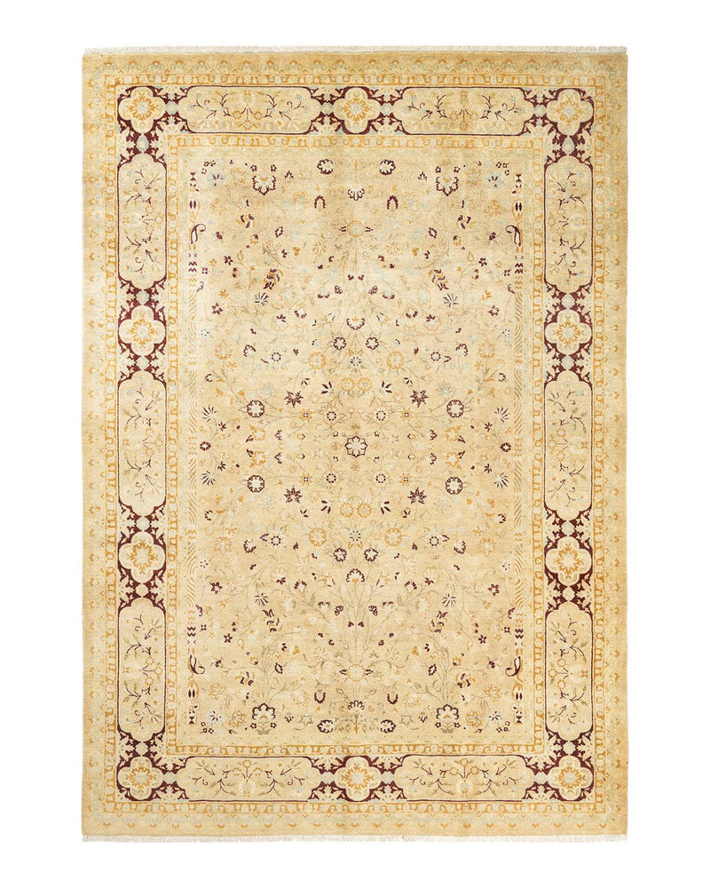 One-of-a-Kind Imported Hand-knotted Area Rug  - Yellow, 6' 1" x 8' 9" - Modern Rug Importers