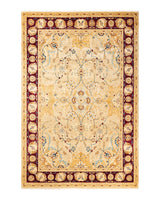 One-of-a-Kind Imported Hand-Knotted Area Rug  - Yellow, 6' 1" x 9' 2" - Modern Rug Importers
