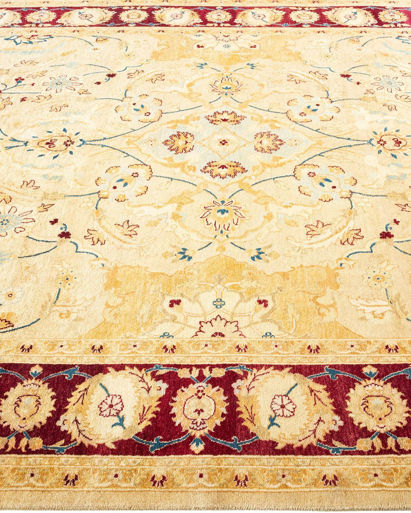 One-of-a-Kind Imported Hand-Knotted Area Rug  - Yellow, 6' 1" x 9' 2" - Modern Rug Importers
