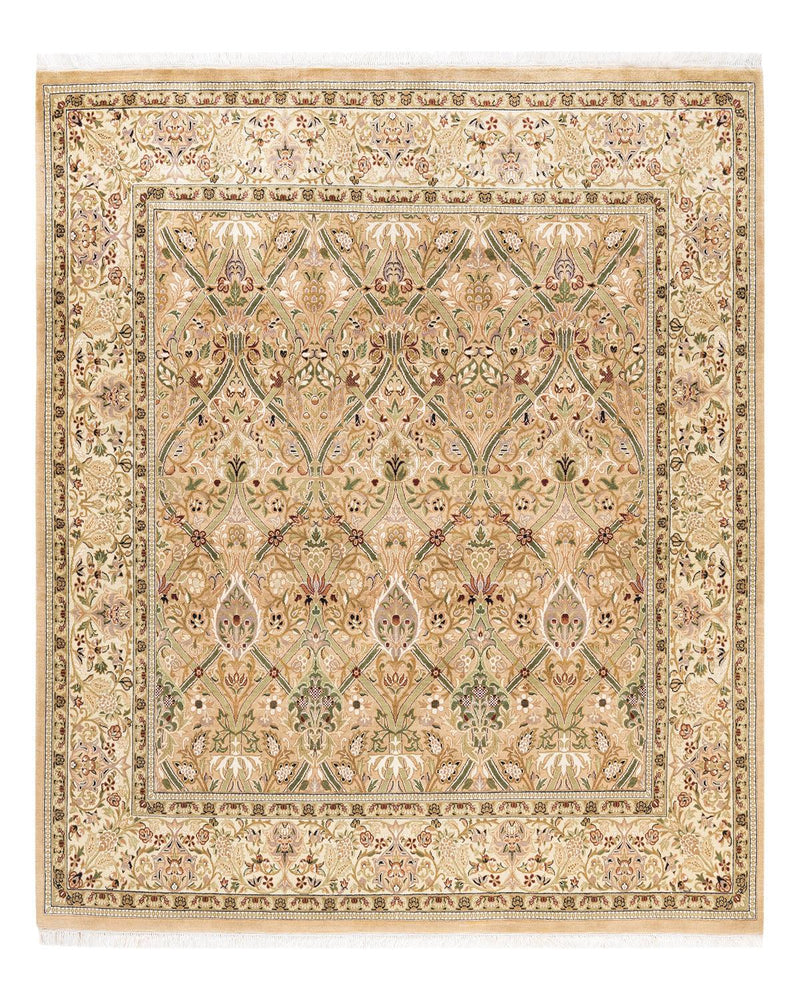 One-of-a-Kind Imported Hand-knotted Area Rug  - Yellow, 6' 2" x 6' 2" - Modern Rug Importers